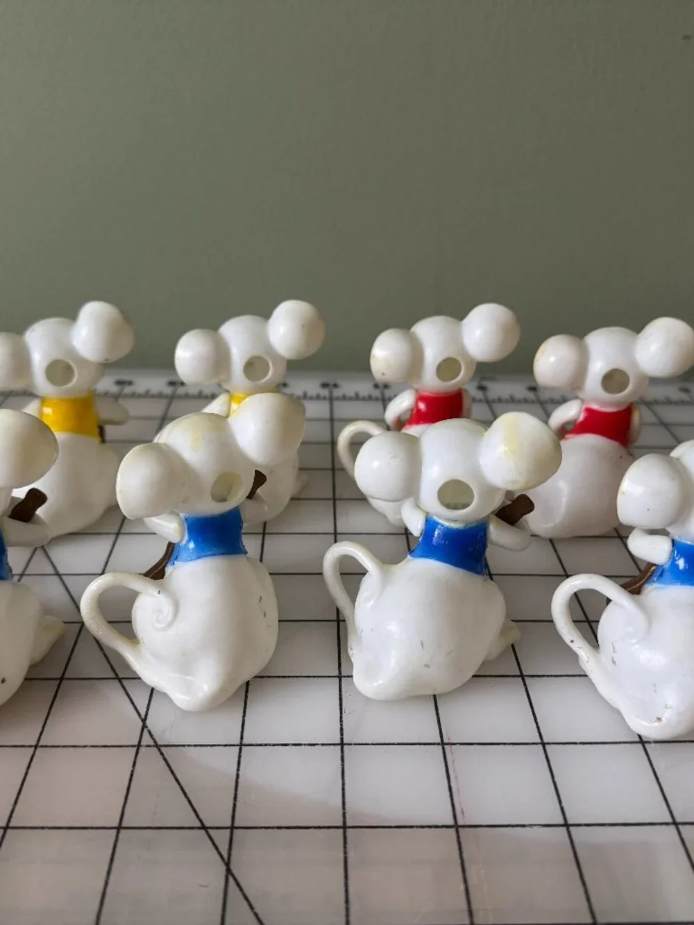 Vintage Christmas Mouse Light Covers Set 11 Retro Blow Mold Mice Band